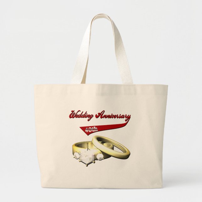 Bolsa Tote Grande 40th Presentes do aniversário de casamento (Frente)