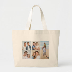 Bolsa Tote Grande 5 Colagem De Fotos - A Cor De Fundo Pode Ser Alter