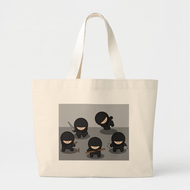 Bolsa Tote Grande 5 Pequenos ninjas (Frente)