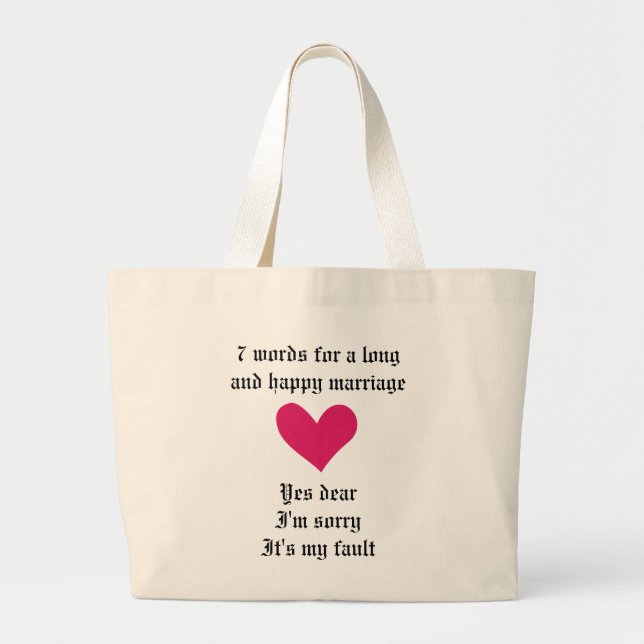 Bolsa Tote Grande 7 Palavras Para Um Longo Casamento (Frente)
