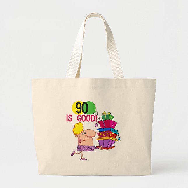 Bolsa Tote Grande 90 são bons camiseta e presentes do aniversário (Frente)