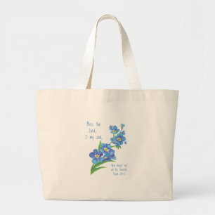 Bolsa Tote Grande A aguarela esquece-me não flor & escritura
