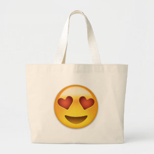 Bolsa Tote Grande A cara de sorriso com o coração dado forma Eyes