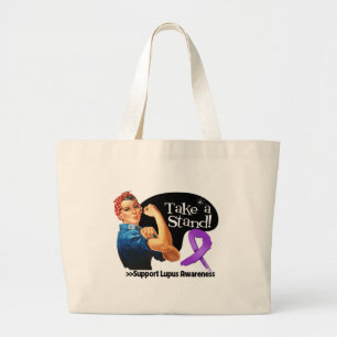 Bolsa Tote Grande A consciência do lúpus toma um suporte