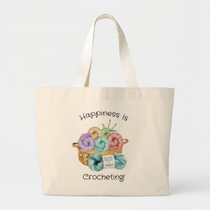 Bolsa Tote Grande A Felicidade é Crochetar Personalizado