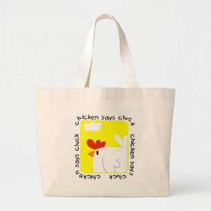 Bolsa Tote Grande A galinha diz o camiseta e os presentes do Cluck