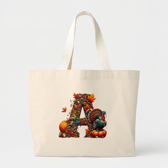 Bolsa Tote Grande A letter A in Thanksgiving style (Frente)