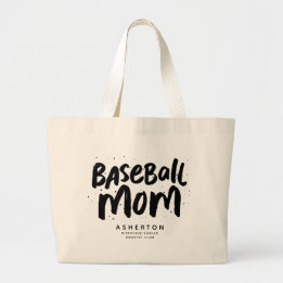 Bolsa Tote Grande A mãe de beisebol é legal, tipo preto, personaliza