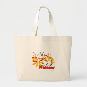 Bolsa Tote Grande A Memaw Mais Legal do Mundo Floral