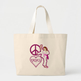 Bolsa Tote Grande A menina do karaté do amor da paz personaliza