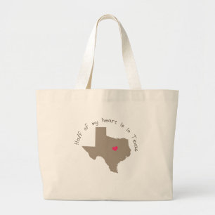 Bolsa Tote Grande A metade do meu coração está em Texas