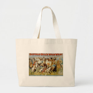 Bolsa Tote Grande A mostra ocidental selvagem de Buffalo Bill
