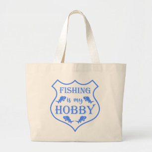 Bolsa Tote Grande A pesca é a minha citação do escudo hobby na crist