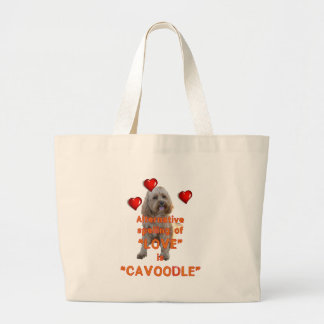 Bolsa Tote Grande a soletração alternativa do AMOR é CAVOODLE