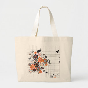 Bolsa Tote Grande A tinta do Grunge dos pintinhos das flores da