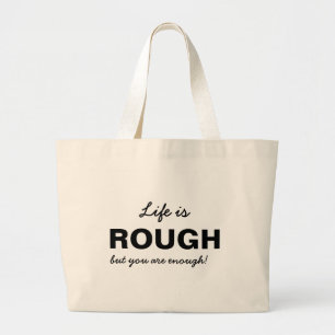 Bolsa Tote Grande A vida é Difícil Citação Moderna e Elegante