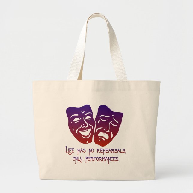 Bolsa Tote Grande A vida não tem nenhum ensaio (Frente)