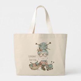 Bolsa Tote Grande A vovó tricota artesanal brilhante