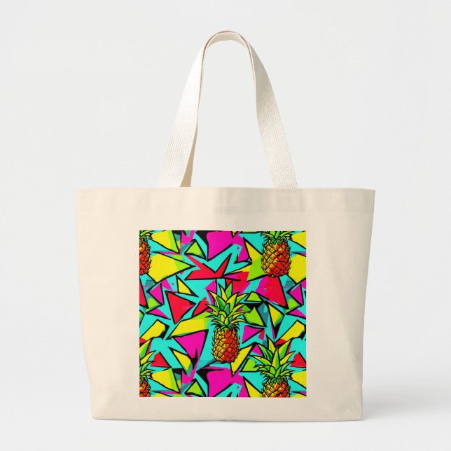 Bolsa Tote Grande Abacaxi Tropical Pop (Frente)