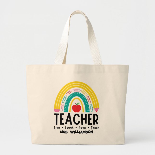 Bolsa Tote Grande Abastecimento escolar do professor Rainbow (Frente)