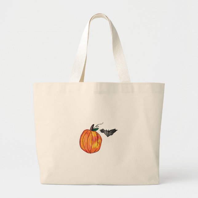 Bolsa Tote Grande Abóbora com Cinza Bat (Frente)