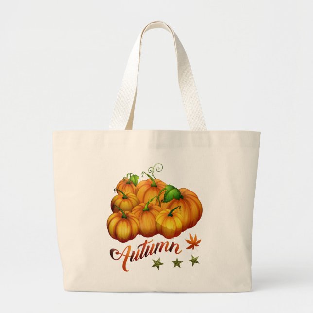 Bolsa Tote Grande Abóboras de outono     (Frente)