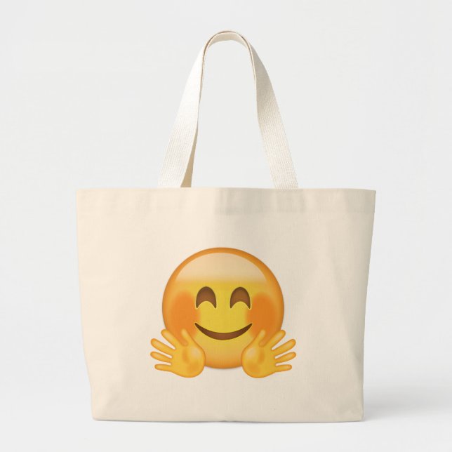 Bolsa Tote Grande Abraçando o rosto Emoji (Frente)
