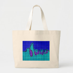 Bolsa Tote Grande Abstrato azul francês com textura tecida