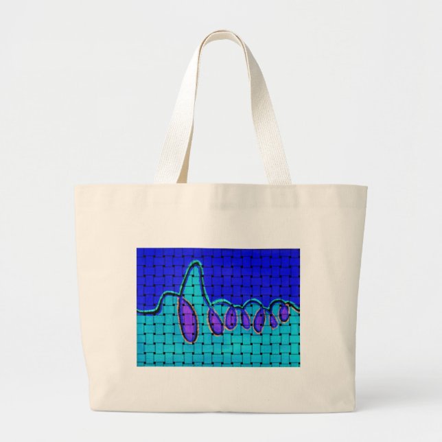 Bolsa Tote Grande Abstrato azul francês com textura tecida (Frente)