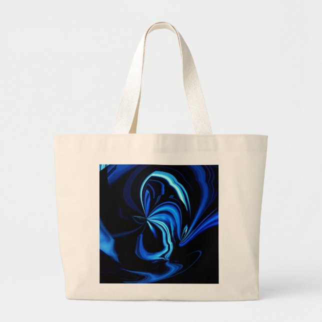Bolsa Tote Grande Abstrato de Borboleta Azul (Frente)
