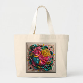 Bolsa Tote Grande Abstrato Eclecética Máxima Imprimível Colorida