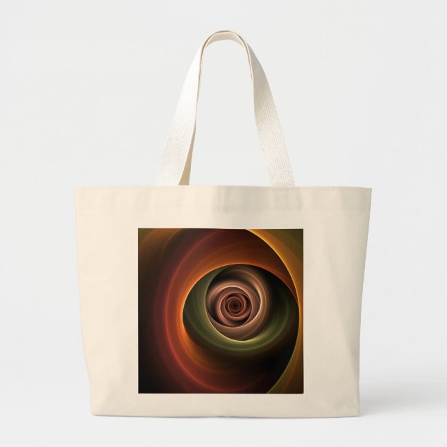 Bolsa Tote Grande abstrato espiral 3D Cores quentes quentes Arte Fra (Frente)