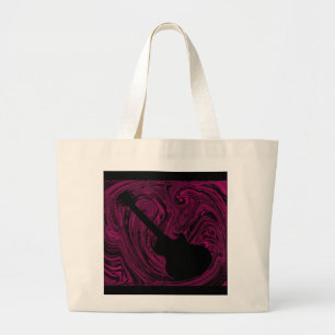 Bolsa Tote Grande Abstrato suga a barra de guitarra, magenta