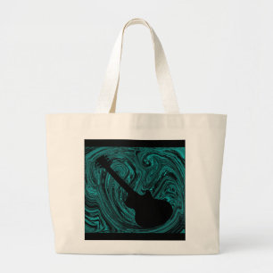 Bolsa Tote Grande Abstrato suga pano de violão, teal