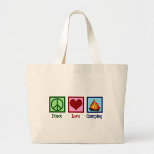 Bolsa Tote Grande Acampamento bonito do amor da paz