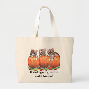 Bolsa Tote Grande Ação de Graças é a Moça do Gato