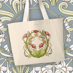 Bolsa Tote Grande Acento de Lar Art Nouveau Romântico