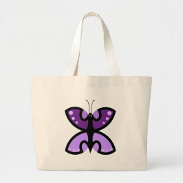 Bolsa Tote Grande Acento Gráfico de Borboleta Roxa Moderna Fofa