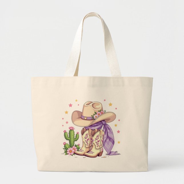 Bolsa Tote Grande Acessório de Moda Caubói Boho Feminino da Geração  (Frente)