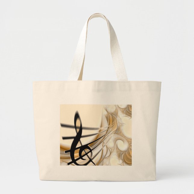 Bolsa Tote Grande Acessório sofisticado da folha de música clássica  (Frente)