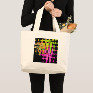 Bolsa Tote Grande Achempong Neon Crimson: Arte Abstrata Glitch