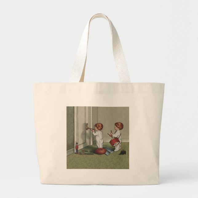 Bolsa Tote Grande Acordar Sua linda ilustração infantil de Natal (Frente)