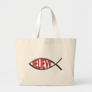 Bolsa Tote Grande Acredite Peixe- Vermelho
