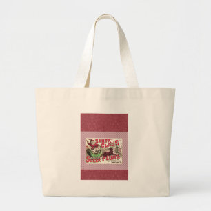 Bolsa Tote Grande Açúcar Ameixas Papai Noel Antigo Anúncio de Doces