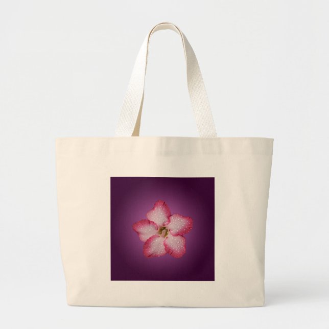 Bolsa Tote Grande Adenium Flor Flora Gradiente Violeta Rosa (Frente)