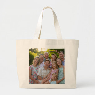 Bolsa Tote Grande Adicionar Foto de Reunião da Família Personalizar