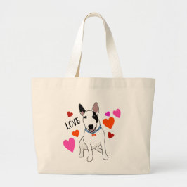 Bolsa Tote Grande Adorável English Bull Terrier envia seu amor