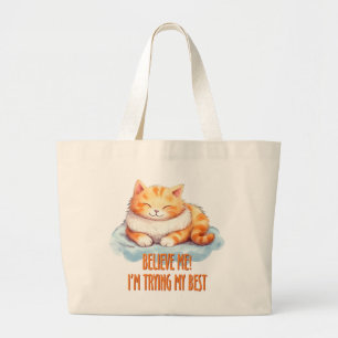 Bolsa Tote Grande Adorável Laranja Tabby Cat. Estou tentando o meu m
