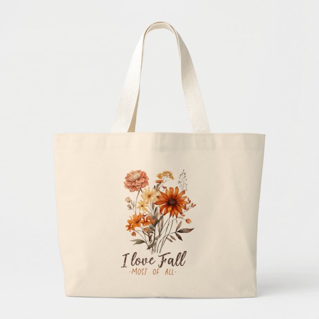 Bolsa Tote Grande Adoro Cair Maioria de Todos - Folhagem de outono (Frente)
