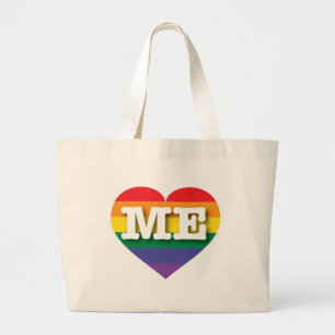 Bolsa Tote Grande Adoro Maine Orgulho gay Rainbow Heart